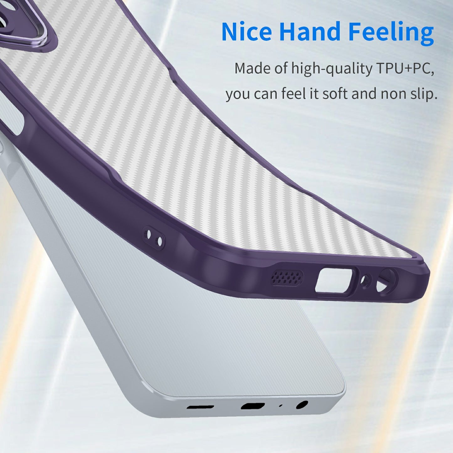 For Samsung Galaxy A06 Case Carbon Fiber Scratch-Resistant TPU+PC Phone Cover - Purple