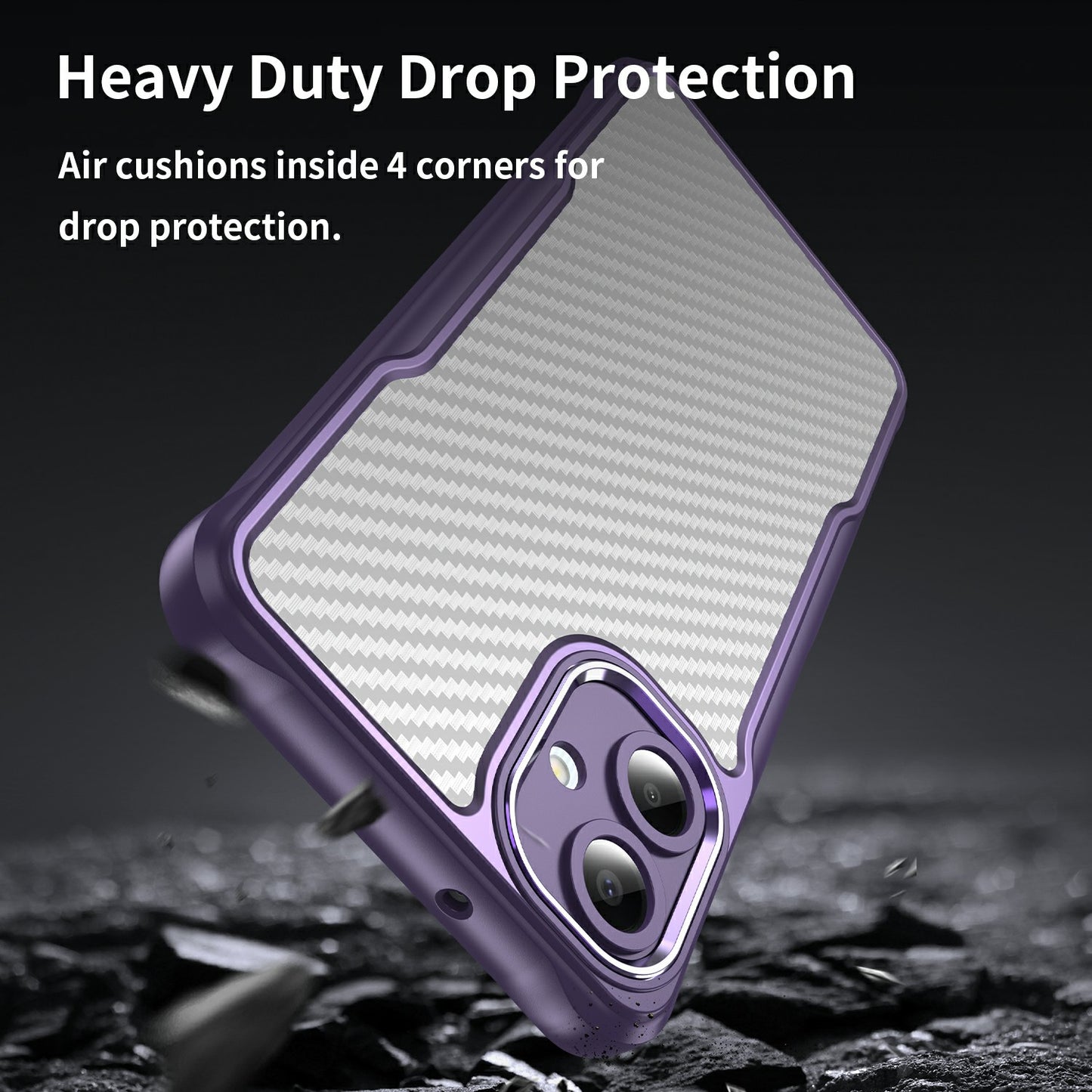 For Samsung Galaxy A06 Case Carbon Fiber Scratch-Resistant TPU+PC Phone Cover - Purple