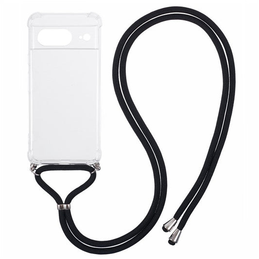 For Google Pixel 8 Case Reinforced Corner TPU Clear Phone Cover with Lanyard