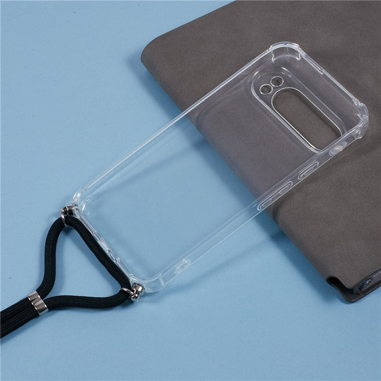 For Google Pixel 9 Pro XL Case Reinforced Corner TPU Clear Phone Cover with Lanyard