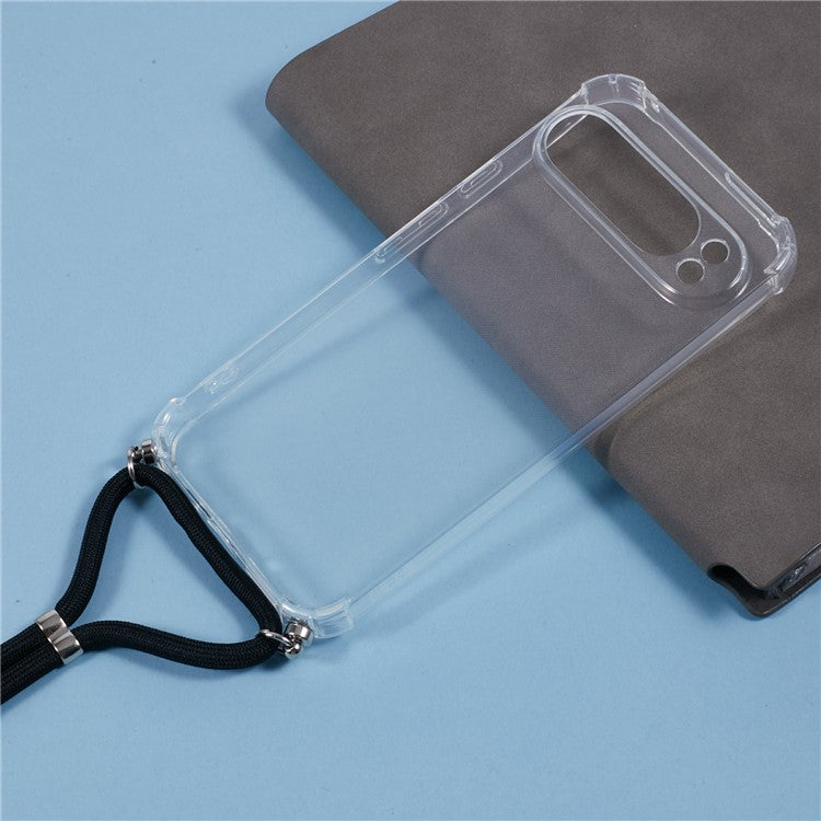 For Google Pixel 9 Pro XL Case Reinforced Corner TPU Clear Phone Cover with Lanyard