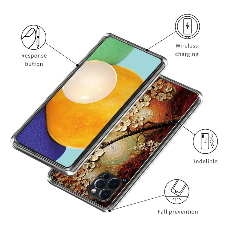 For iPhone 16 Pro Case Pattern Printed Shockproof TPU Phone Cover - Flower