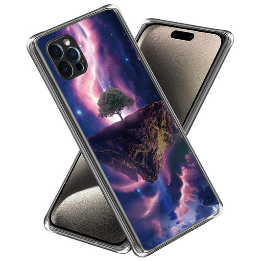 For iPhone 16 Pro Case Pattern Printed Shockproof TPU Phone Cover - Aurora Night