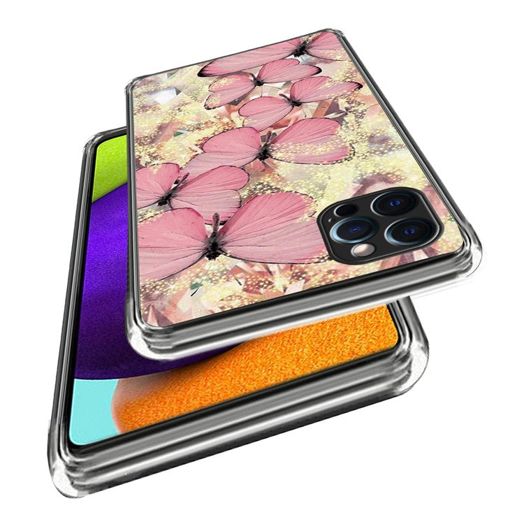 For iPhone 16 Pro Case Pattern Printed Shockproof TPU Phone Cover - Pink Butterflies
