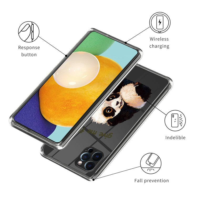 For iPhone 16 Pro Case Pattern Printed Shockproof TPU Phone Cover - Panda
