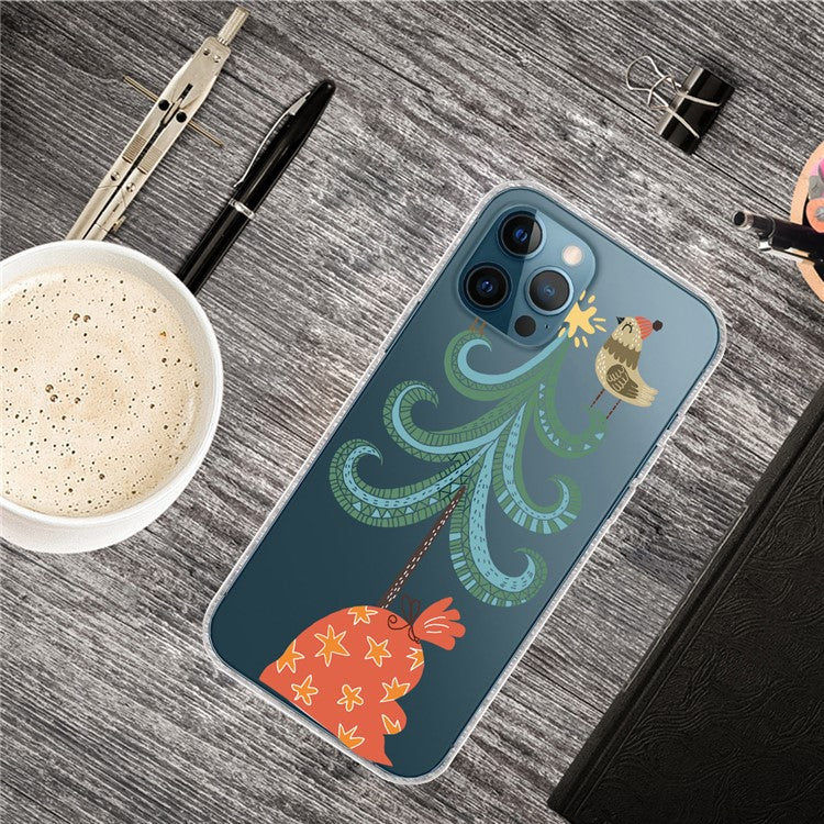 For iPhone 16 Pro Case Christmas Pattern Printing Soft TPU Phone Cover - Bird on Tree