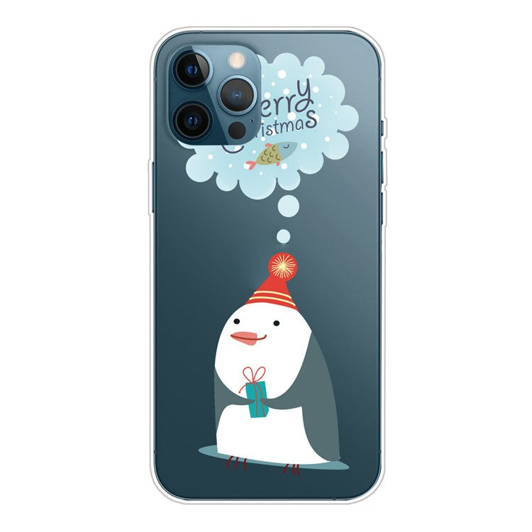 For iPhone 16 Pro Case Christmas Pattern Printing Soft TPU Phone Cover - Thinking Snowman