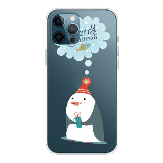 For iPhone 16 Pro Case Christmas Pattern Printing Soft TPU Phone Cover - Thinking Snowman