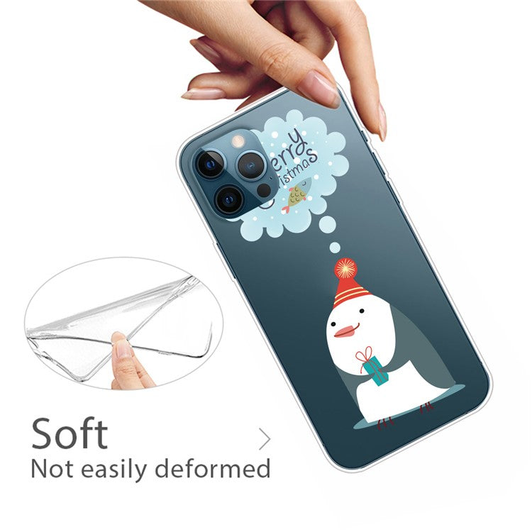 For iPhone 16 Pro Case Christmas Pattern Printing Soft TPU Phone Cover - Thinking Snowman