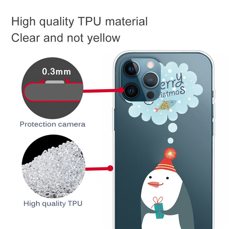 For iPhone 16 Pro Case Christmas Pattern Printing Soft TPU Phone Cover - Thinking Snowman
