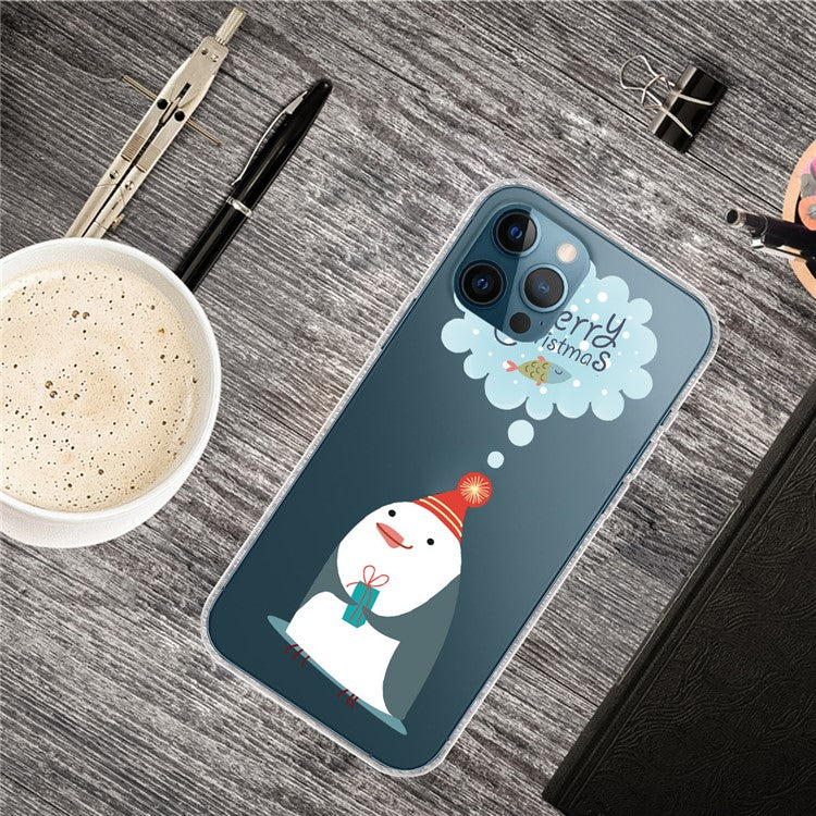 For iPhone 16 Pro Case Christmas Pattern Printing Soft TPU Phone Cover - Thinking Snowman