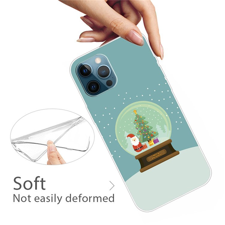 For iPhone 16 Pro Case Christmas Pattern Printing Soft TPU Phone Cover - Santa Crystal Ball