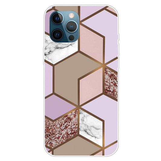 For iPhone 16 Pro Case Abstract Marble Pattern Printing TPU Phone Cover - Style D