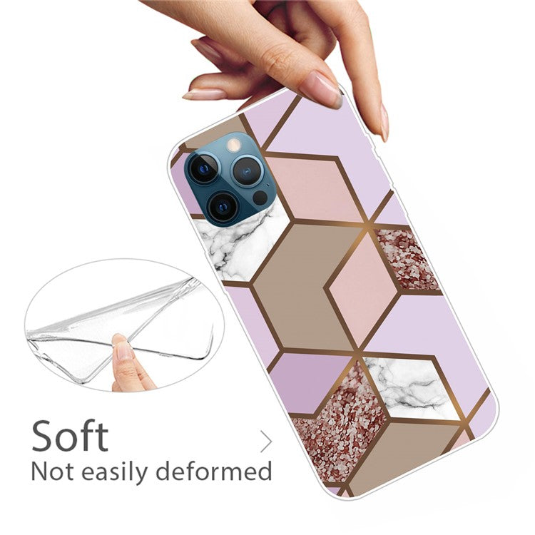 For iPhone 16 Pro Case Abstract Marble Pattern Printing TPU Phone Cover - Style D