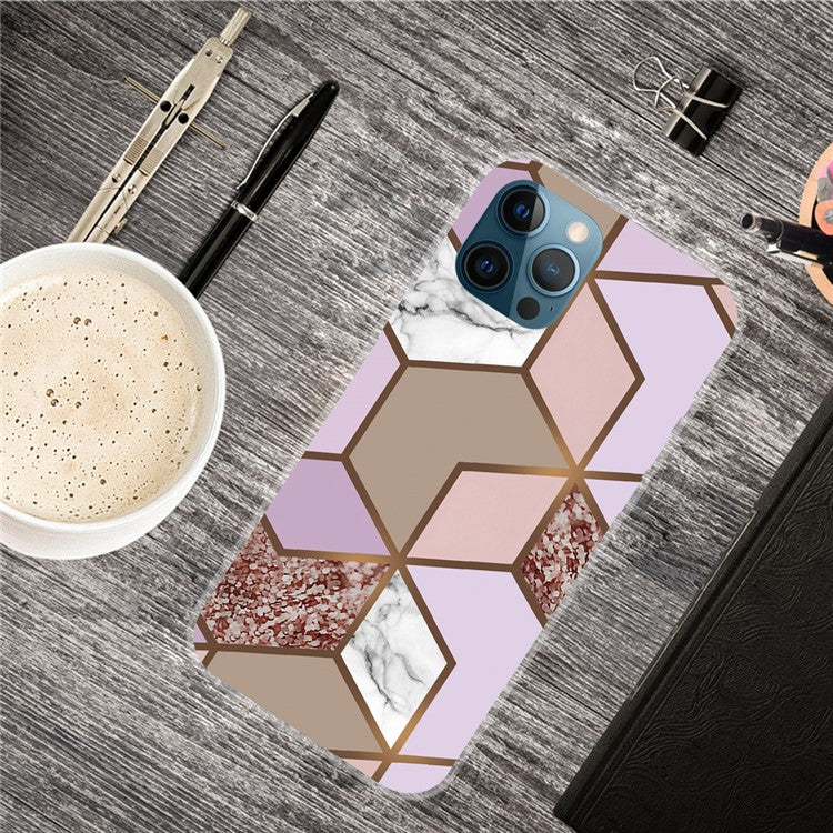 For iPhone 16 Pro Case Abstract Marble Pattern Printing TPU Phone Cover - Style D