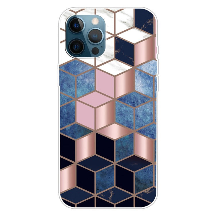 For iPhone 16 Pro Case Abstract Marble Pattern Printing TPU Phone Cover - Style C
