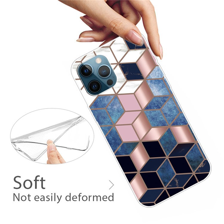 For iPhone 16 Pro Case Abstract Marble Pattern Printing TPU Phone Cover - Style C