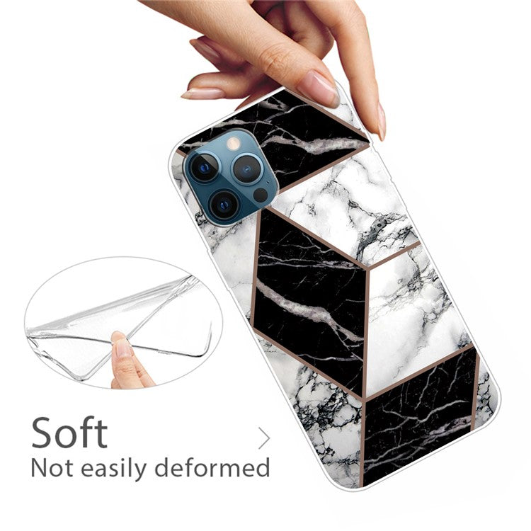 For iPhone 16 Pro Case Abstract Marble Pattern Printing TPU Phone Cover - Style G