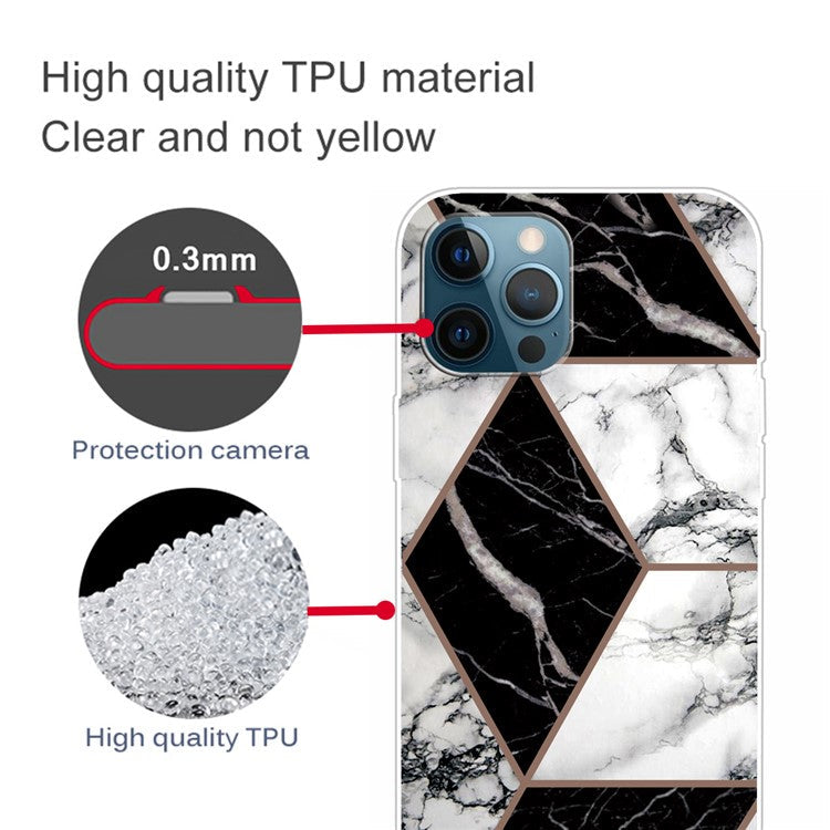 For iPhone 16 Pro Case Abstract Marble Pattern Printing TPU Phone Cover - Style G
