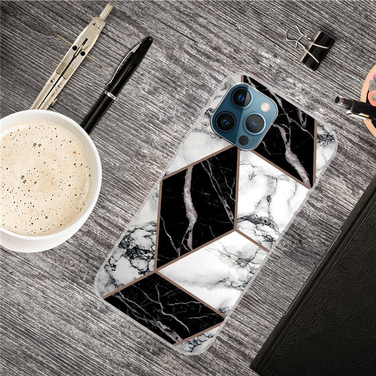 For iPhone 16 Pro Case Abstract Marble Pattern Printing TPU Phone Cover - Style G