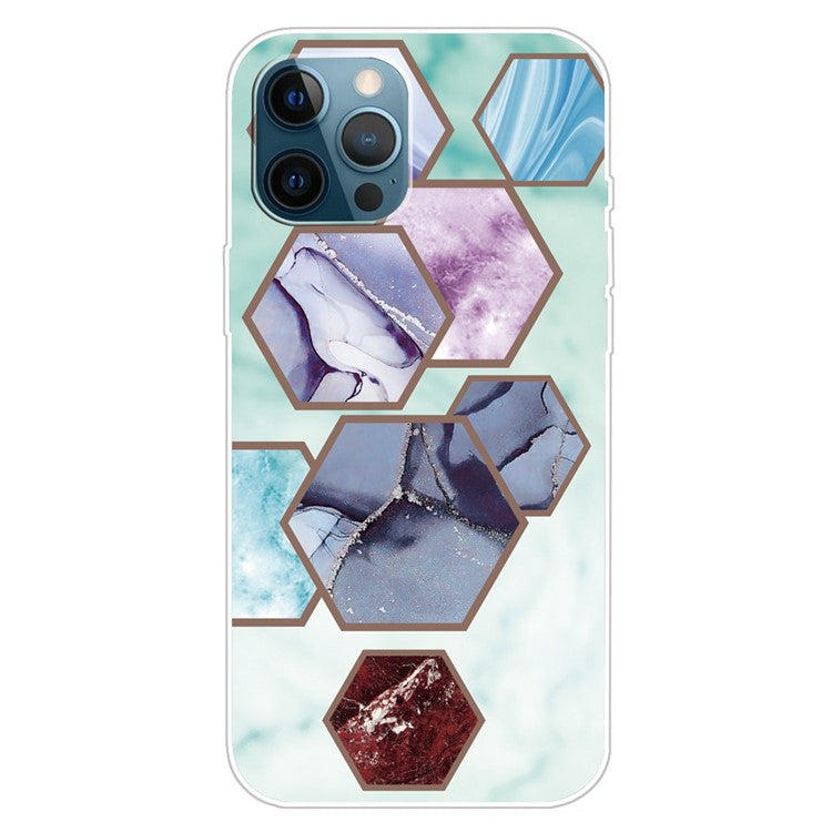 For iPhone 16 Pro Case Abstract Marble Pattern Printing TPU Phone Cover - Style K