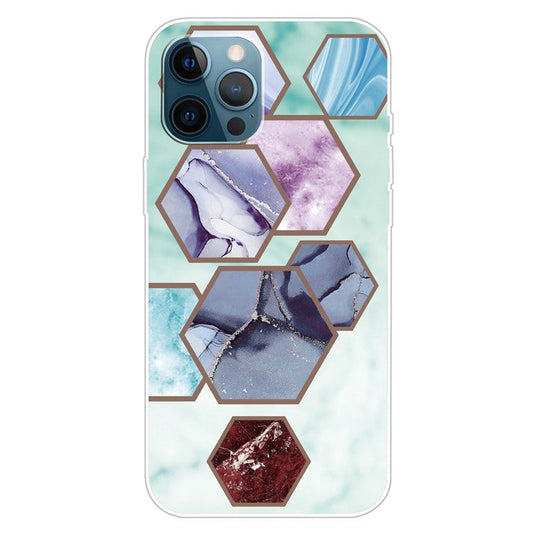 For iPhone 16 Pro Case Abstract Marble Pattern Printing TPU Phone Cover - Style K
