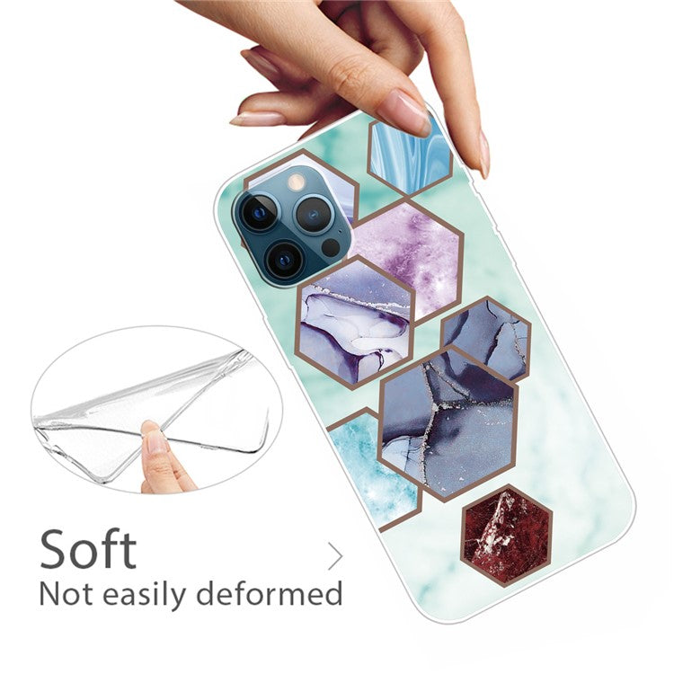 For iPhone 16 Pro Case Abstract Marble Pattern Printing TPU Phone Cover - Style K