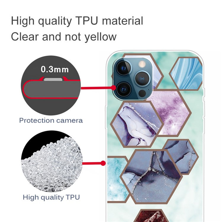 For iPhone 16 Pro Case Abstract Marble Pattern Printing TPU Phone Cover - Style K