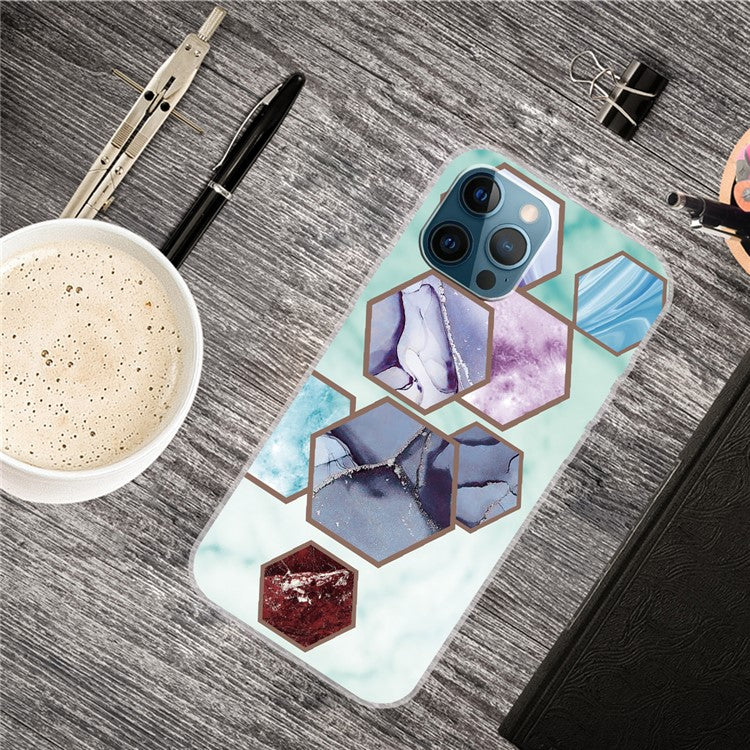 For iPhone 16 Pro Case Abstract Marble Pattern Printing TPU Phone Cover - Style K