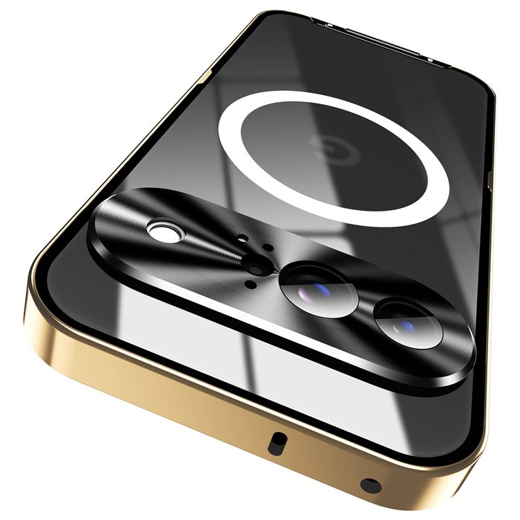 For Google Pixel 9 Case Compatible with MagSafe Metal Frame Matte Phone Cover - Gold