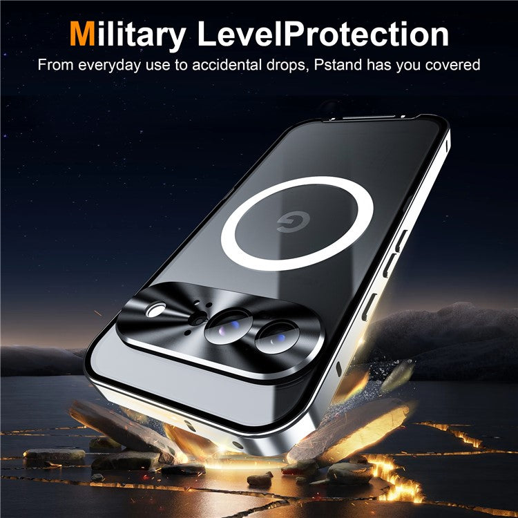 For Google Pixel 9 Case Compatible with MagSafe Metal Frame Matte Phone Cover - Silver