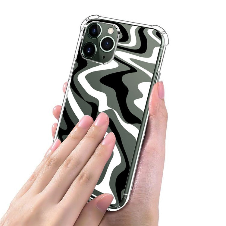 For iPhone 16 Pro Case Colorful Wave Pattern Printing Soft TPU+PC Phone Cover - Style C