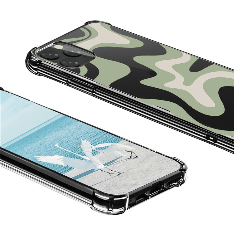 For iPhone 16 Pro Case Colorful Wave Pattern Printing Soft TPU+PC Phone Cover - Style C