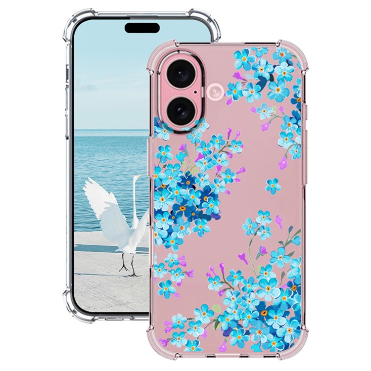 For iPhone 16 Plus Case Pattern Printing Corner Protection Soft TPU Phone Cover - Style H