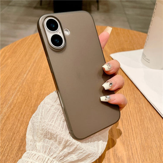 For iPhone 16 Plus Case Anti-Drop Matte Hard PC Phone Cover - Transparent Grey