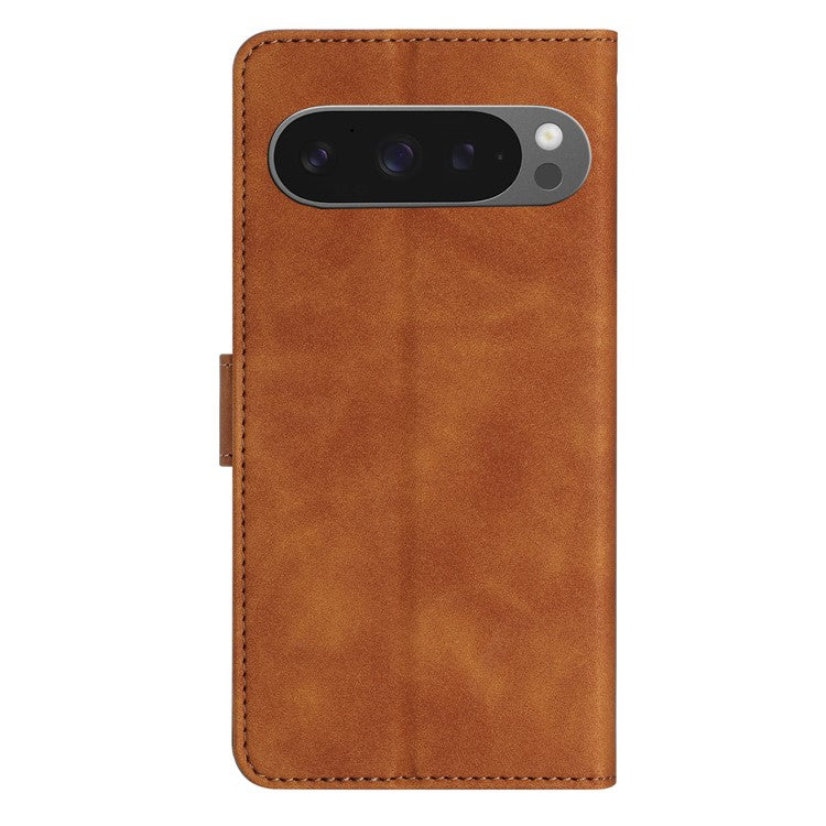 For Google Pixel 9 Pro XL Case Imprinted Butterfly Leather Wallet Phone Cover - Brown