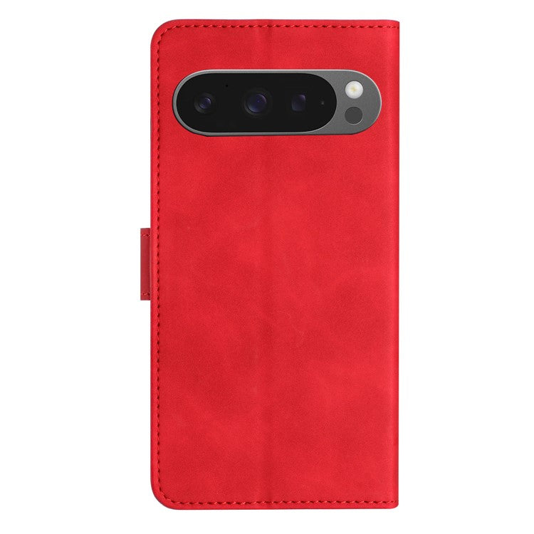 For Google Pixel 9 Pro XL Case Imprinted Butterfly Leather Wallet Phone Cover - Red