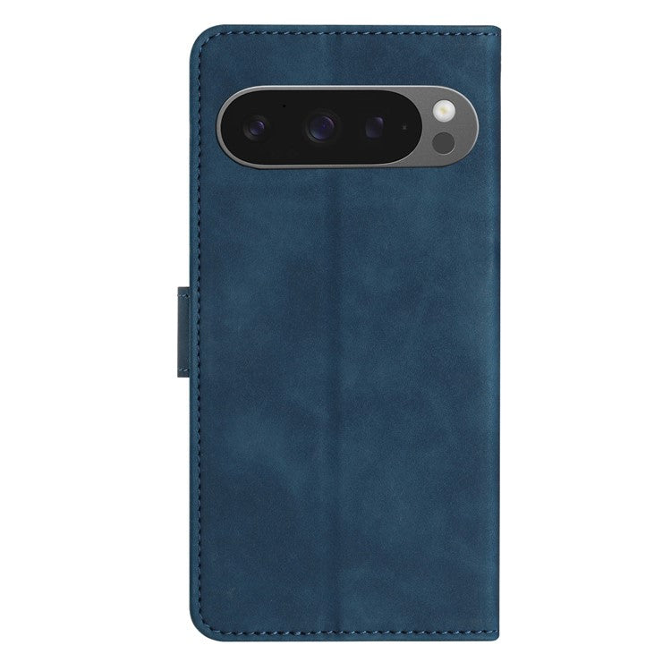 For Google Pixel 9 Pro XL Case Imprinted Butterfly Leather Wallet Phone Cover - Blue