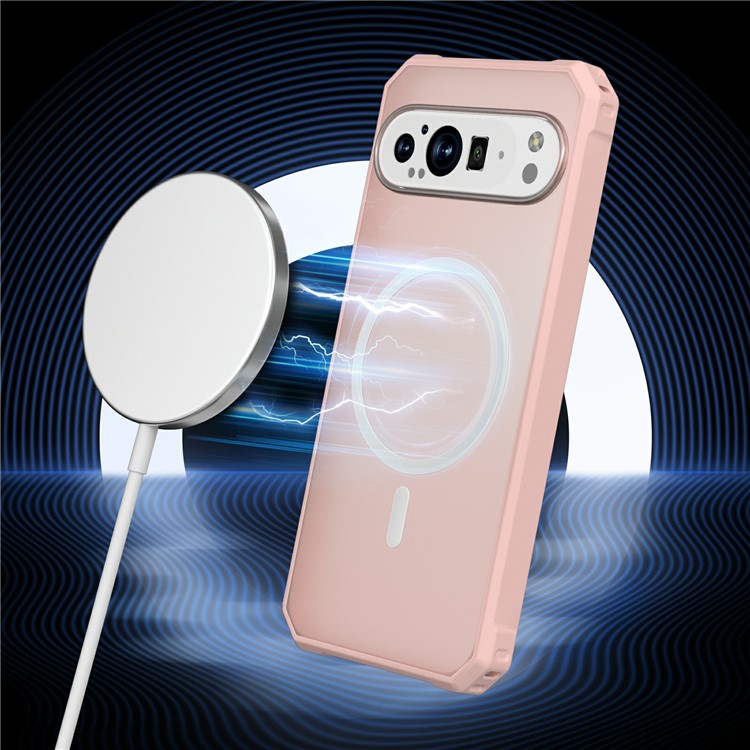 For Google Pixel 9 Pro XL Case Compatible with MagSafe Protective TPU+PC Hybrid Phone Cover - Light Pink