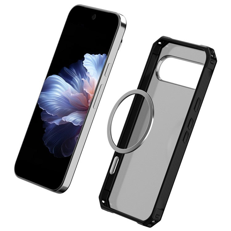 For Google Pixel 9 Pro XL Case Compatible with MagSafe Protective TPU+PC Hybrid Phone Cover - Clear Black