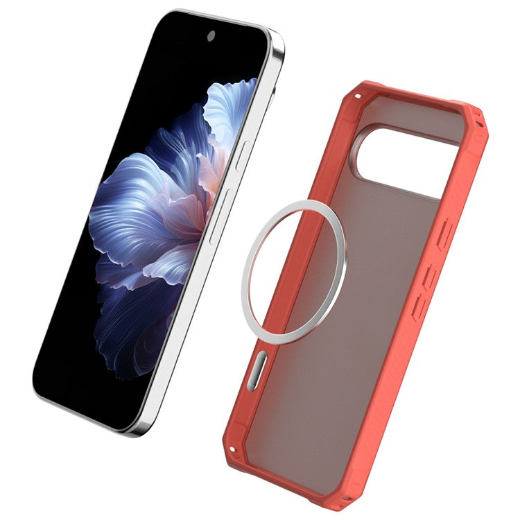 For Google Pixel 9 Pro XL Case Compatible with MagSafe Protective TPU+PC Hybrid Phone Cover - Clear Rose