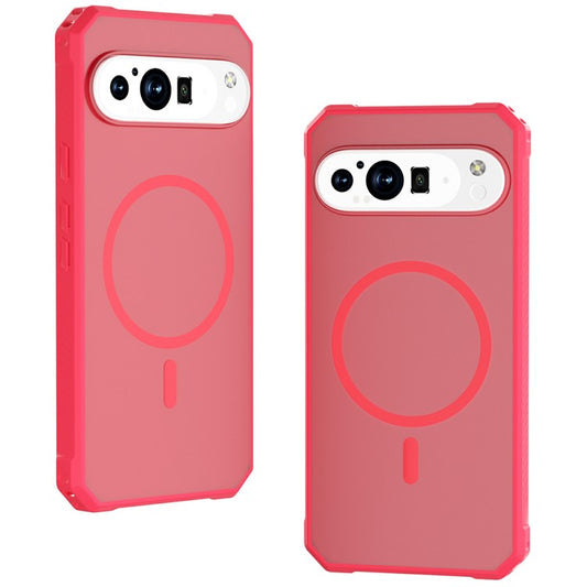 For Google Pixel 9 / 9 Pro Case Compatible with MagSafe Protective TPU+PC Hybrid Phone Cover - Clear Rose