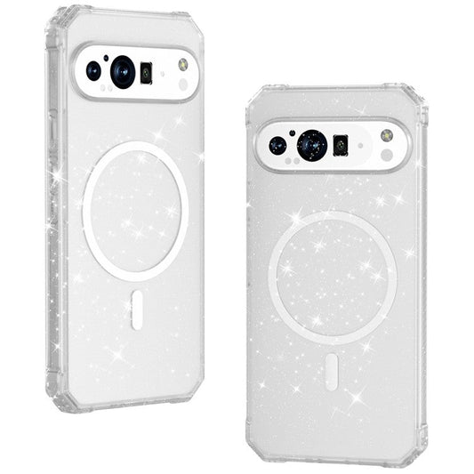 For Google Pixel 9 / 9 Pro Case Compatible with MagSafe Protective TPU+PC Hybrid Phone Cover - Clear Glitter