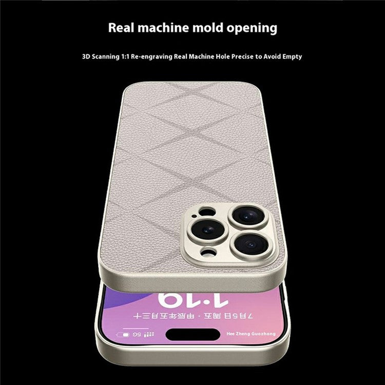 GKK For iPhone 16 Pro Case Textured PU Leather Covered TPU+PC Anti-Fingerprint Phone Cover - Black