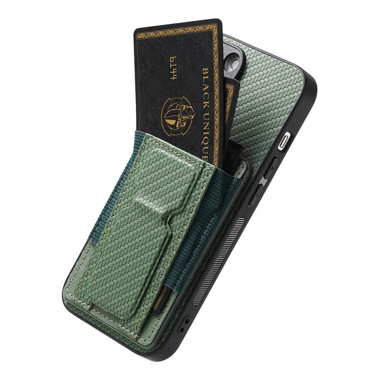 For iPhone 16 Pro Case Kickstand Card Holder Leather Back Cover - Green