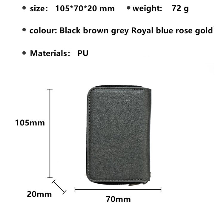 For iPhone 16 Case Detachable Zipper Card Bag PU+TPU Kickstand Phone Case with Strap - Grey