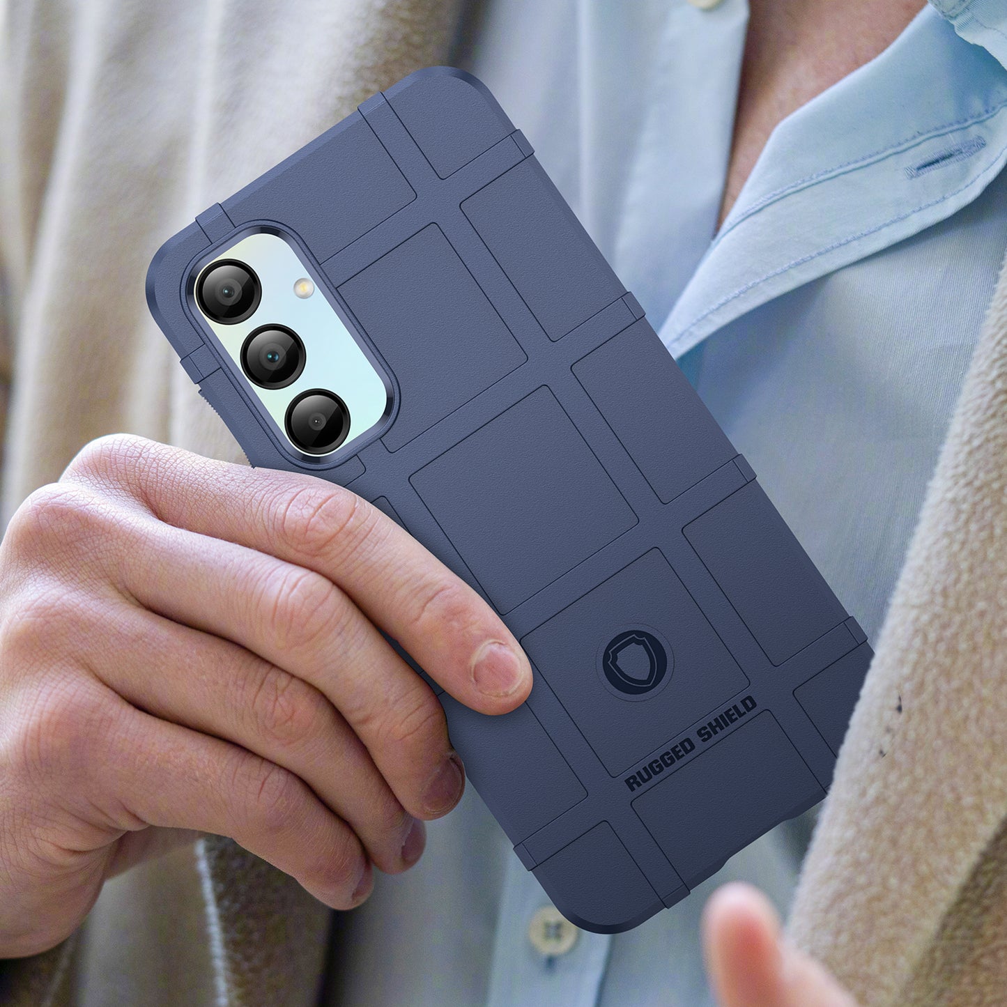 For Samsung Galaxy A16 5G / A16 4G Case Grid Design Soft TPU Scratch-Proof Phone Cover - Blue