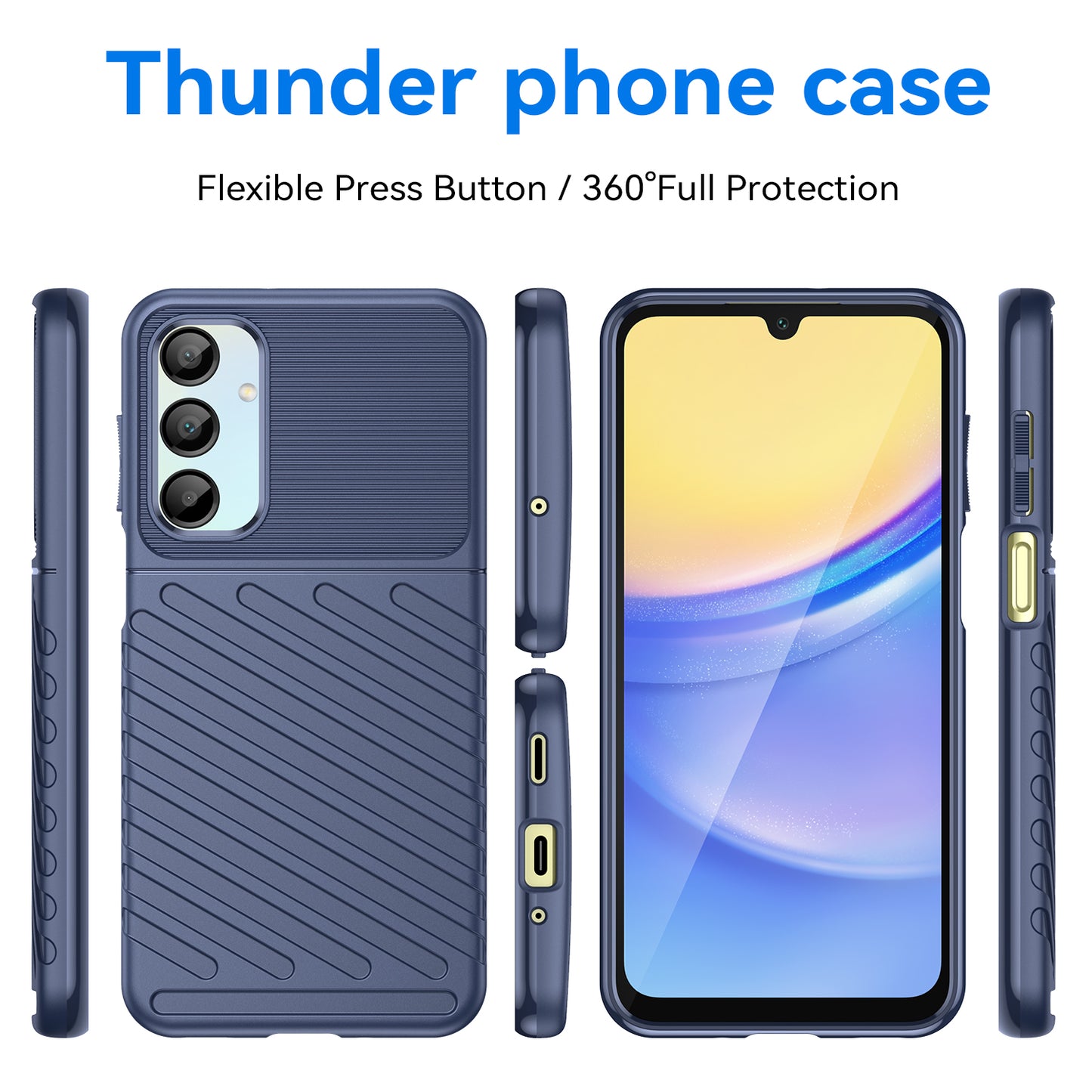 For Samsung Galaxy A16 5G / A16 4G Case Twill Texture TPU Shockproof Protective Phone Cover - Blue