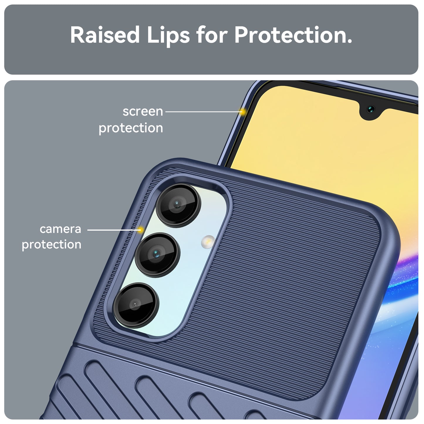 For Samsung Galaxy A16 5G / A16 4G Case Twill Texture TPU Shockproof Protective Phone Cover - Blue