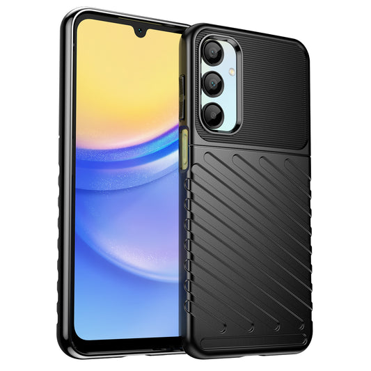 For Samsung Galaxy A16 5G / A16 4G Case Twill Texture TPU Shockproof Protective Phone Cover - Black